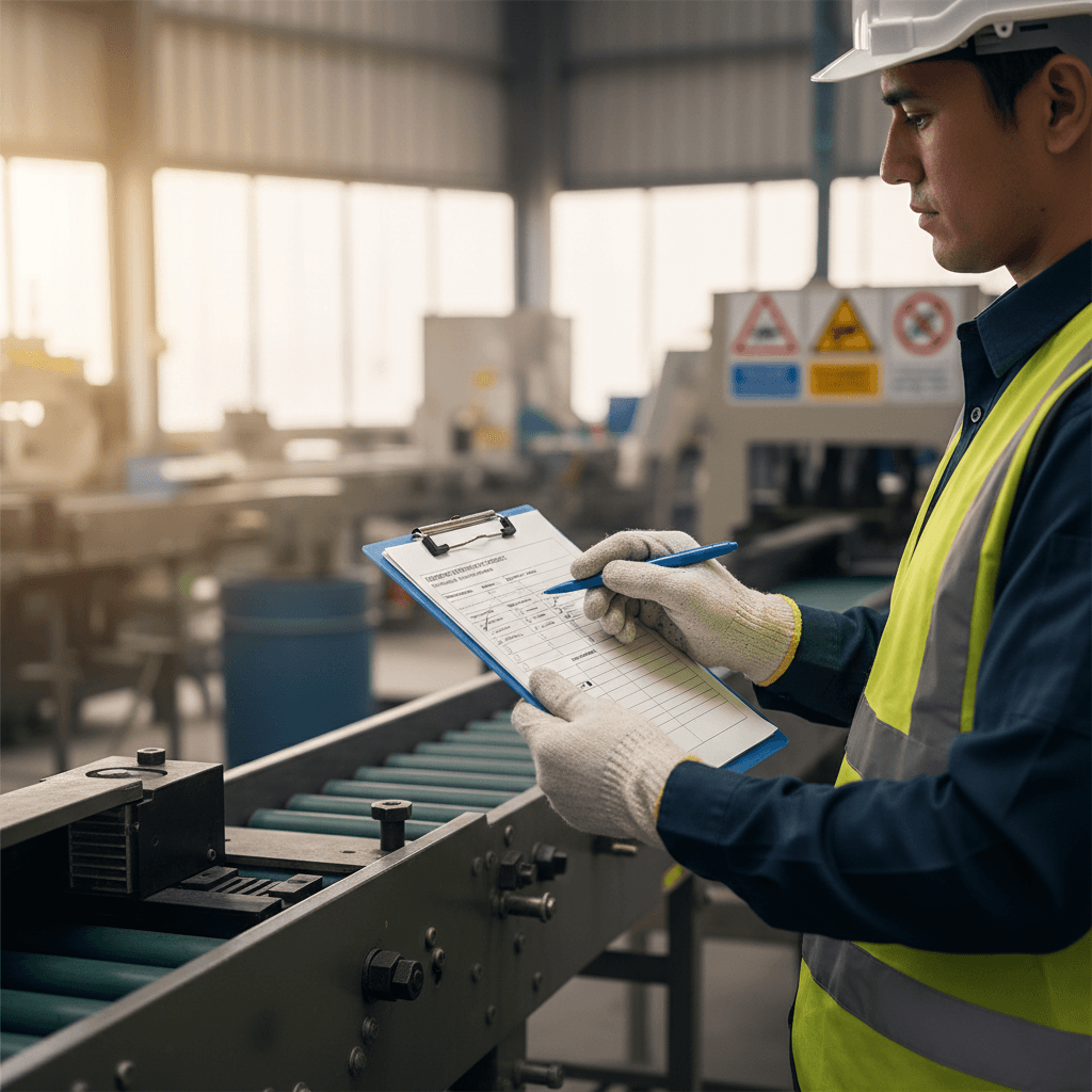 Safety inspector reviewing OSHA regulations on a construction site